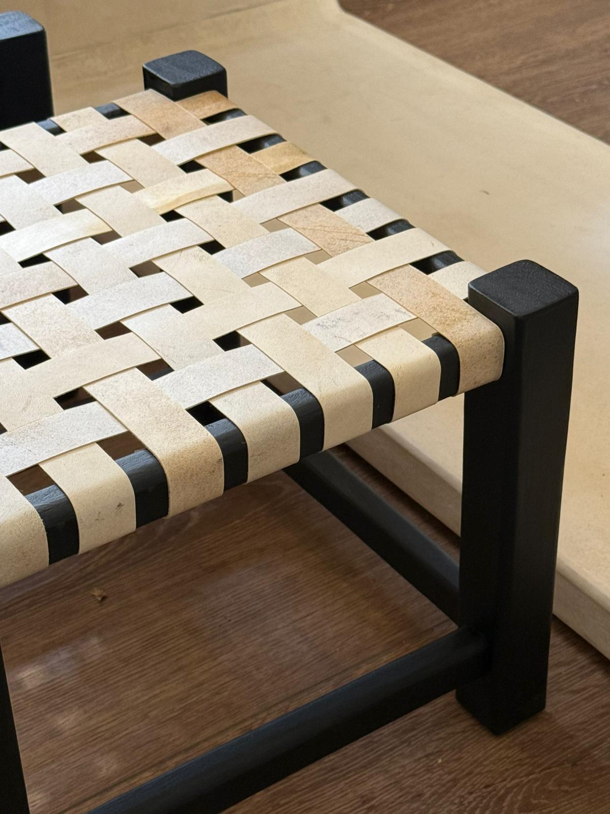 Sillita Trenza madera Negra en lonja natural