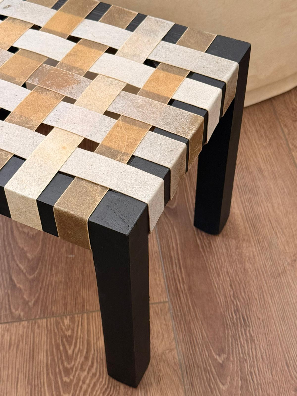 Banco Trenza madera Negra y Lonja natural