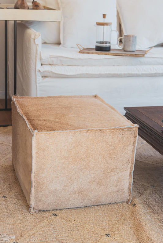 Puff Tilcara en Cuero Camel
