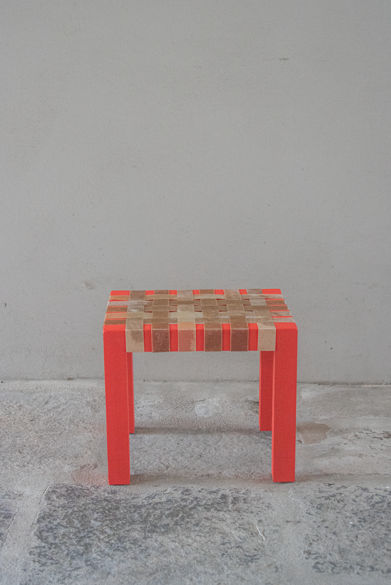 Banco Trenza madera Roja y Lonja natural