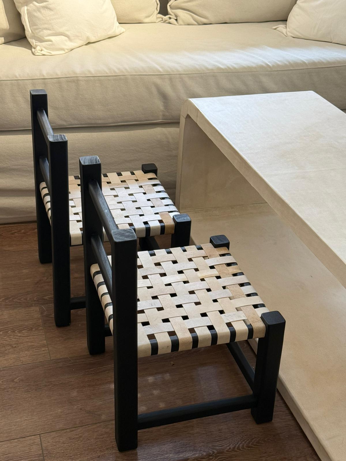 Sillita Trenza madera Negra en lonja natural