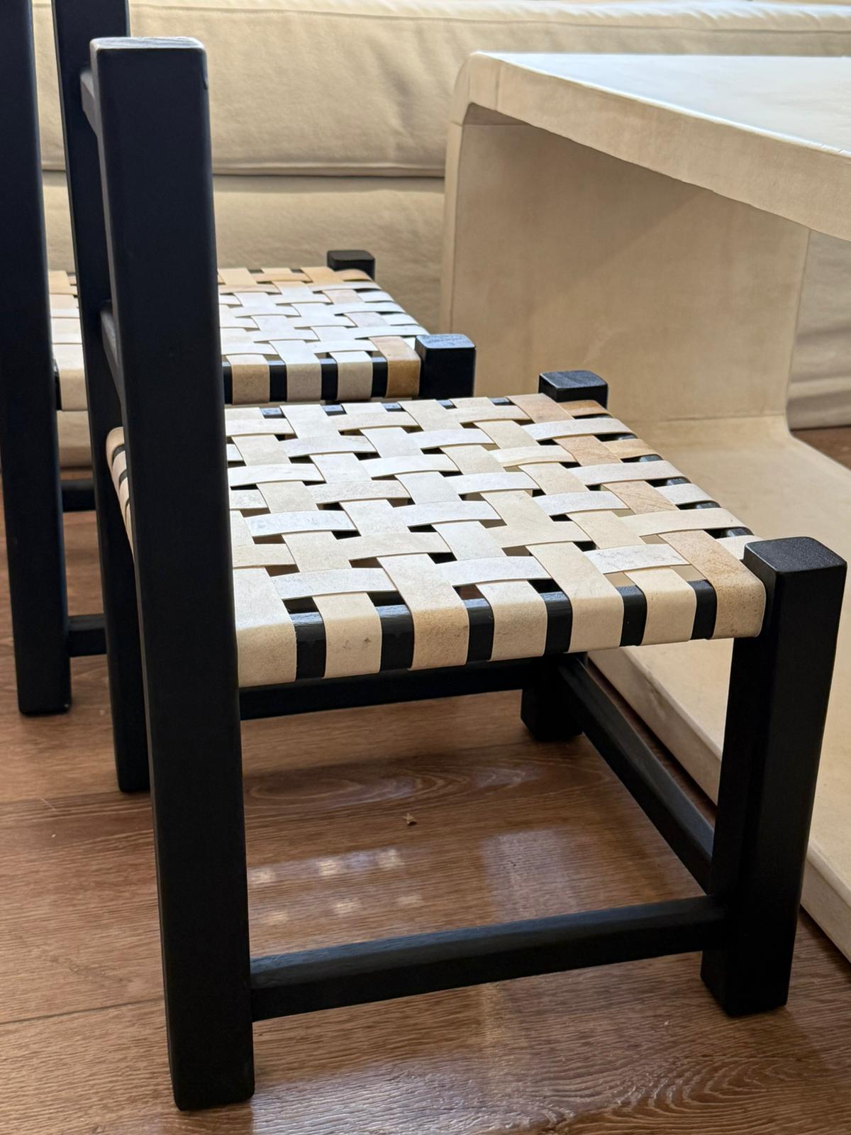 Sillita Trenza madera Negra en lonja natural