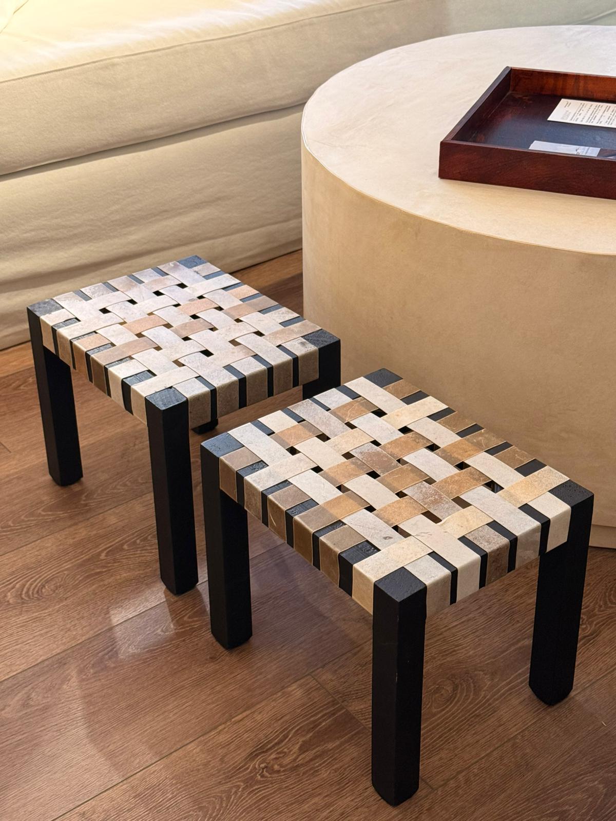 Banco Trenza madera Negra y Lonja natural